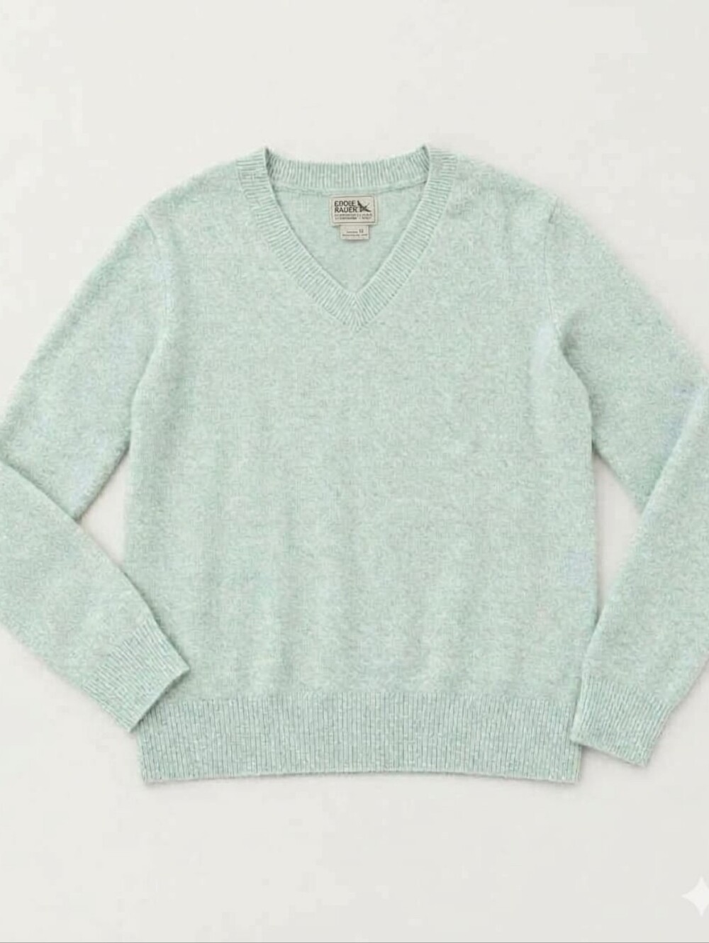 Eddie Bauer Mint Green V-Neck Knit Sweater Women's Size M